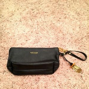R. Riveter Black Leather Clutch.
